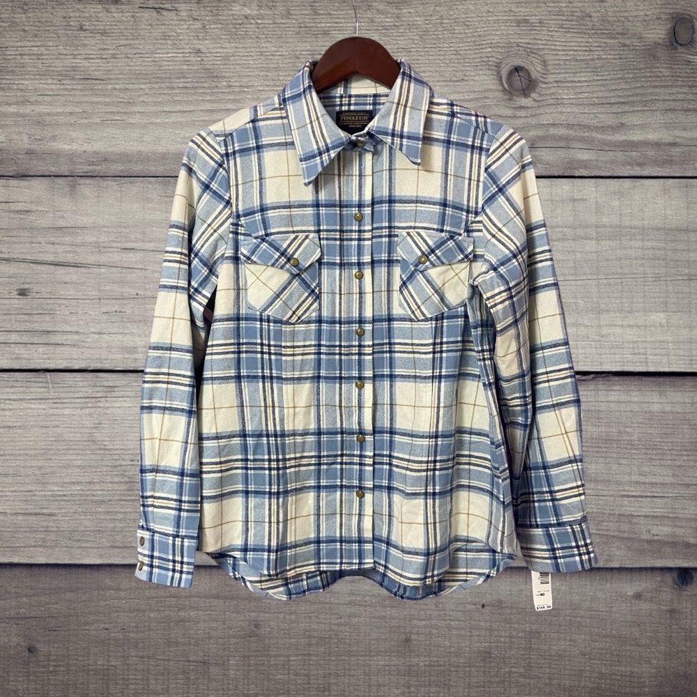 Pendleton Western Style 100% Virgin Wool Plaid Shirt Women’s Flannel Made in USA